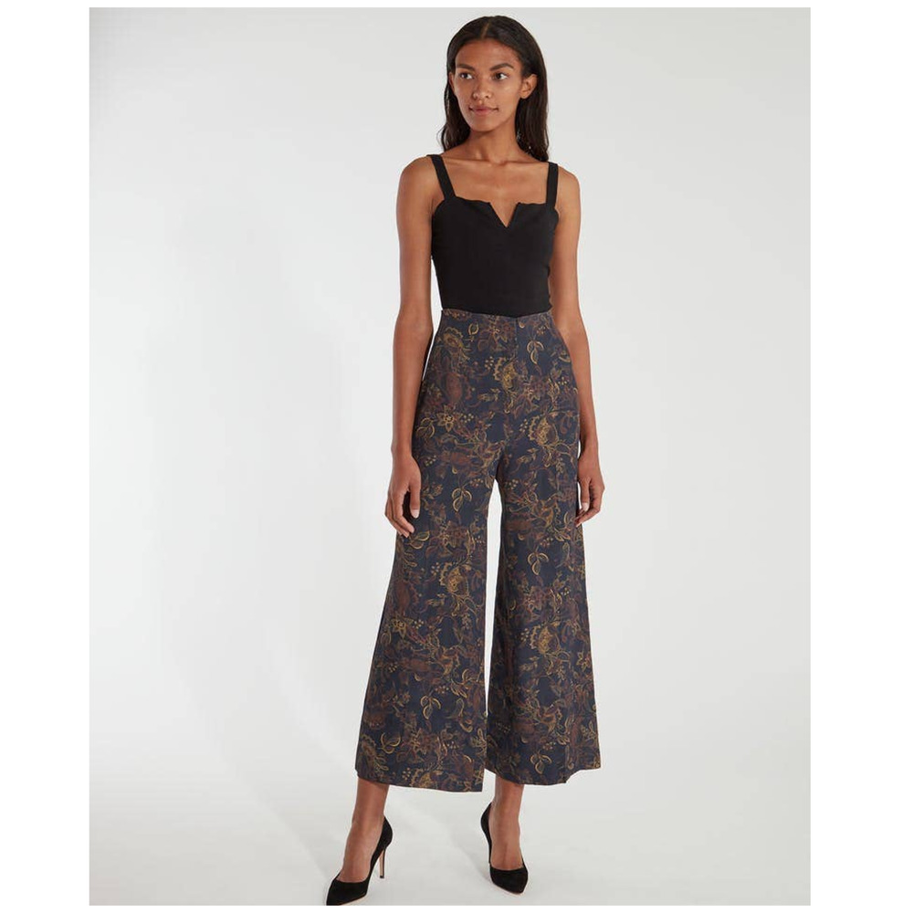 AMUR Lewis Pants Wide Leg High Waisted Paisley Print Size 8 NEW